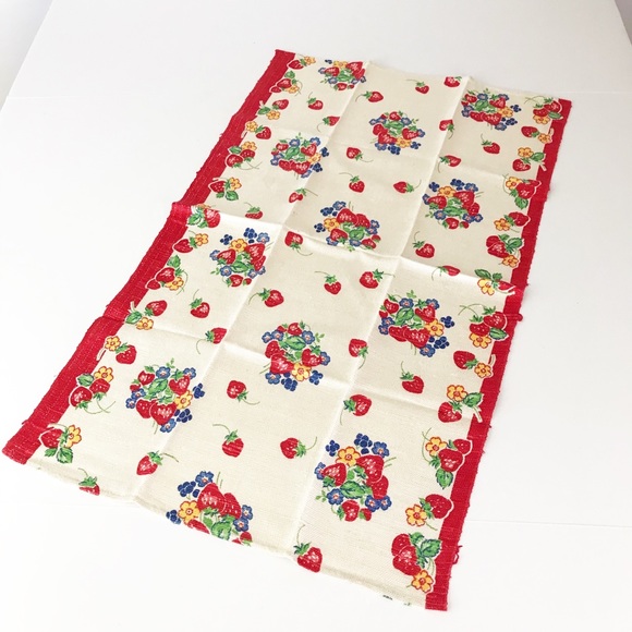 Strawberry Print Tea Dish Towel Dishtowel Kitchen - Picture 5 of 5